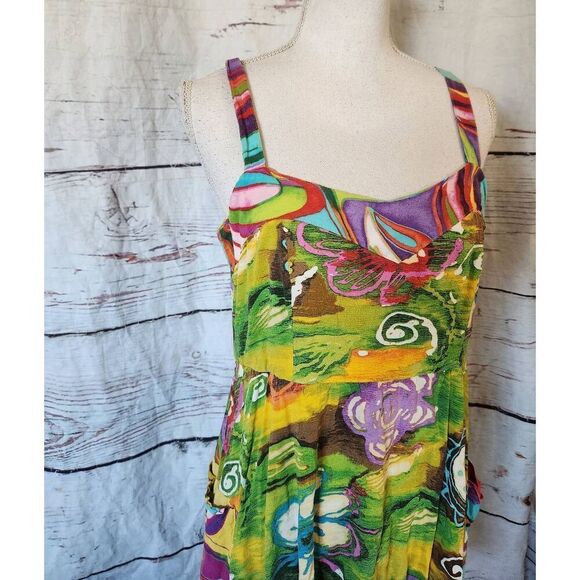 Jams World Vintage Tropical Tank Dress Size Medium - Picture 4 of 7